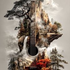 Схема вышивки «Гитара с природой»