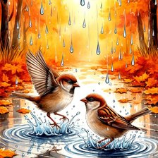 Схема вышивки «воробьи»