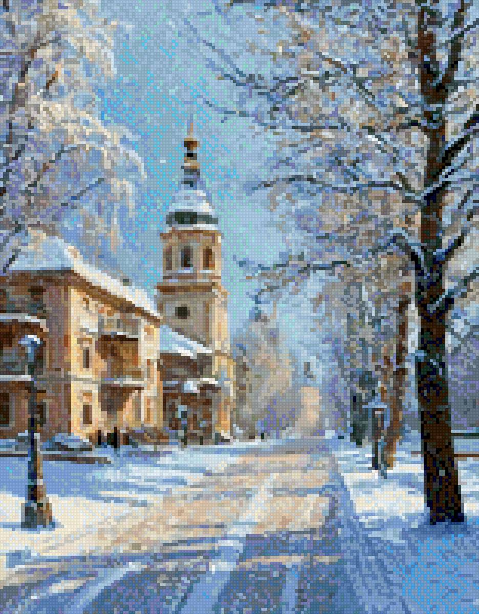 Зима - солнце, зима, утро, здание - предпросмотр