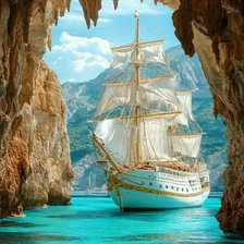 Схема вышивки «Белоснежный парусник»