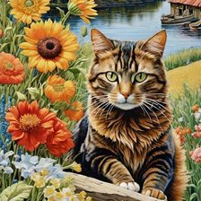 Схема вышивки «кот»