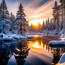 Схема вышивки «Зимний вечер в лесу»