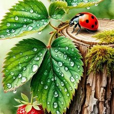 Схема вышивки «Земляничка и божья коровка»