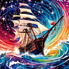 Схема вышивки «Парусник в море...»