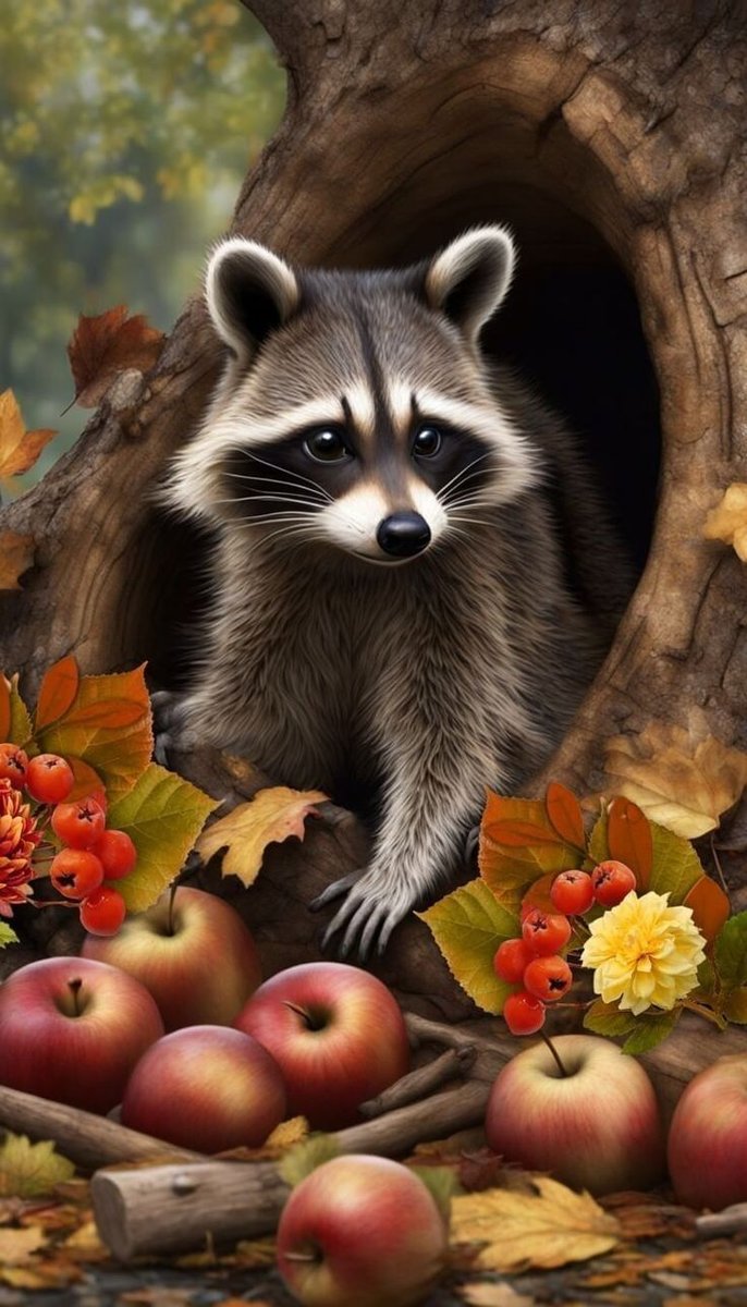 Енотик с яблоками. Крис Корон - художники - оригинал