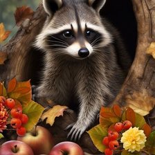 Схема вышивки «Енотик с яблоками. Крис Корон»