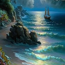 Схема вышивки «Море, карабль, природа»