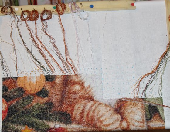 Этап процесса «Кот новогодний»