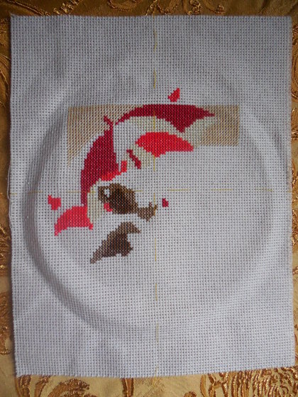 Этап процесса «Мишки под зонтом»