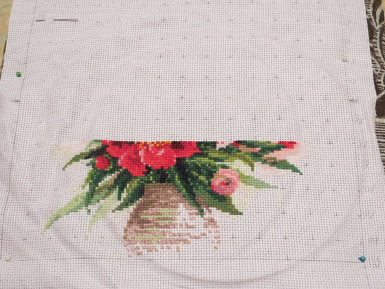 Этап процесса «Пионы в вазе»