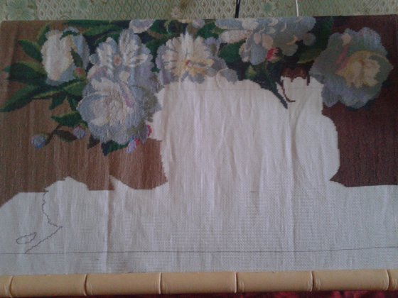 Этап процесса «Натюрморт с пионами»