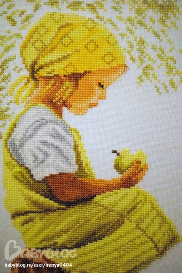 Этап процесса «Девочка с яблоком»