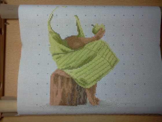 Этап процесса «Девочка с яблоком»