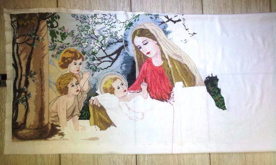 Этап процесса «Мадонна в цветущем саду.»