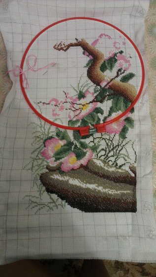 Этап процесса «Политрих "Слива,Бамбук,Орхидея,Хризантема".»