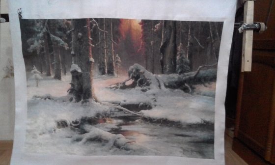 Этап процесса «зимний закат в еловом лесу GK 1682»
