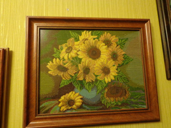 Этап процесса «Ваза с подсолнухами»