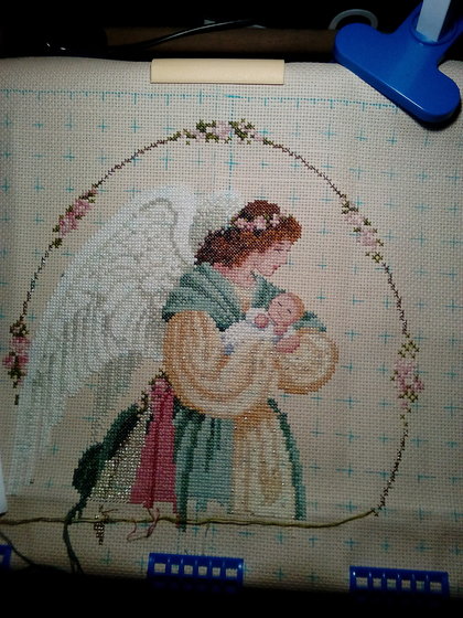 Этап процесса «Дама-ангел с ребенком на руках.»