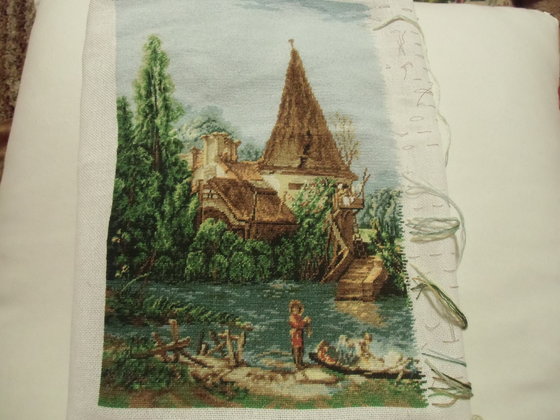 Этап процесса «"Пейзаж с мельницей" по картине Ф Бушэ Гобленсет»