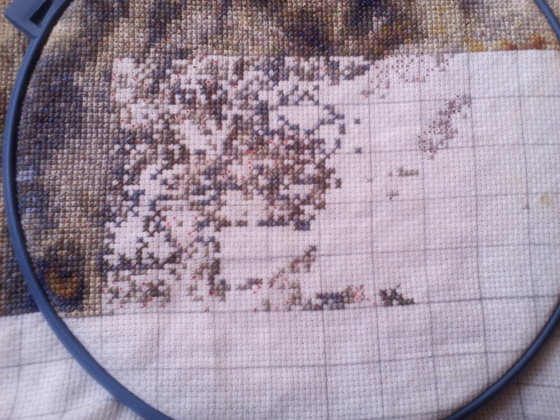 Этап процесса «Первый снег. Пара волков»