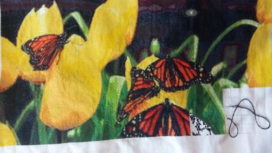 Этап процесса «Бабочки и тюльпаны»
