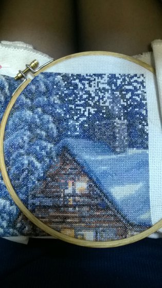 Этап процесса «зимний пейзаж»