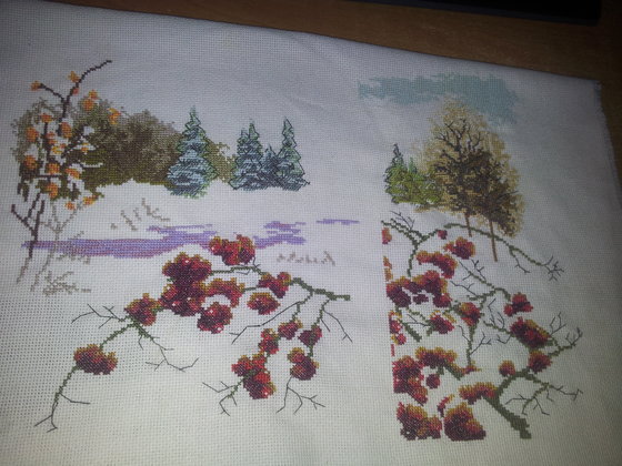 Этап процесса «Зимняя рябина.»