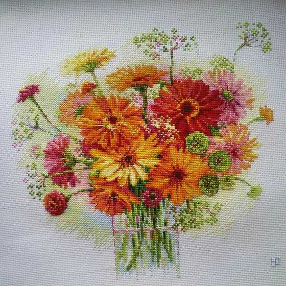 Этап процесса «Акварельные Герберы "Риолис"»