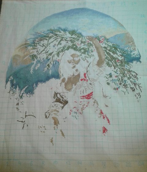 Этап процесса «Итальянка с цветами.»