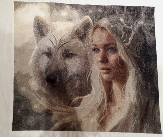 Этап процесса «Девушка и белый волк»