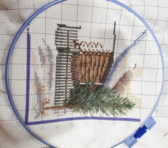 Этап процесса «Зима в деревне»