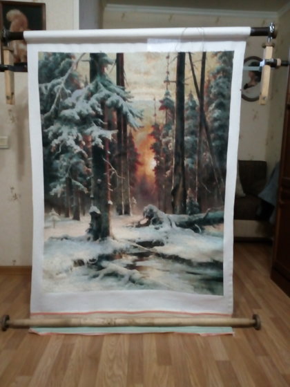 Этап процесса «зимний закат в еловом лесу GK 1682»