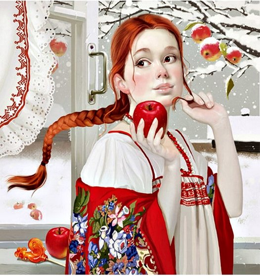 Этап процесса «Яблоки на снегу»