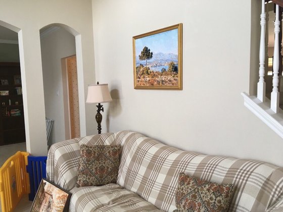 Этап процесса «пейзаж, Вид Антиба с Плато Нотр-Дам, картина, Клод Моне.»