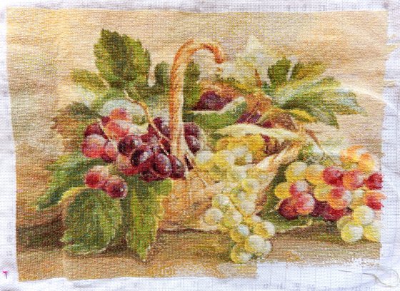 Этап процесса «Корзина с виноградом.»