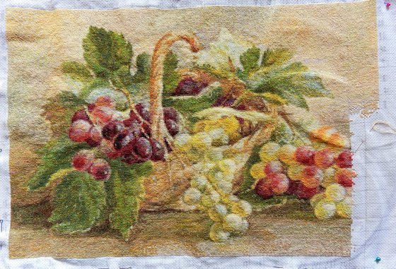 Этап процесса «Корзина с виноградом.»