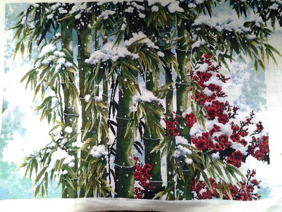 Этап процесса «Бамбук в снегу»