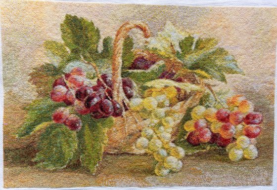 Этап процесса «Корзина с виноградом.»