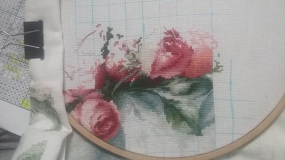 Этап процесса «Этюд с чайными розами»
