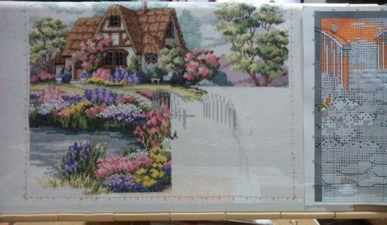 Этап процесса «УМИРОТВОРЕННЫЙ КОТТЕДЖ - Dimensions  №02461- 41х30 см»