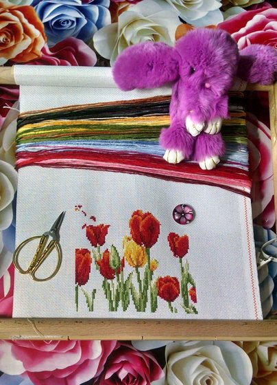 Этап процесса «Весна. Поля з тюльпанами. Голландия.»