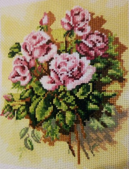 Этап процесса «вышивка крестом “ Букет роз ”»