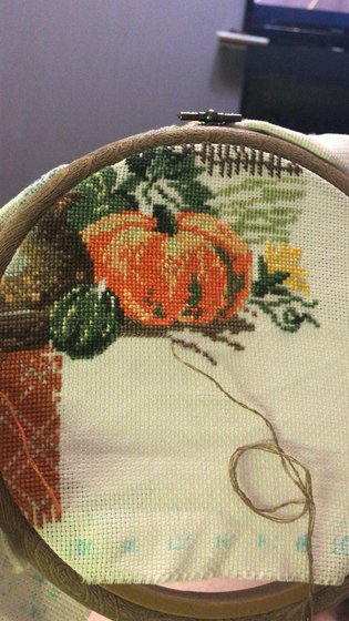 Этап процесса «Натюрморт с тыквой»