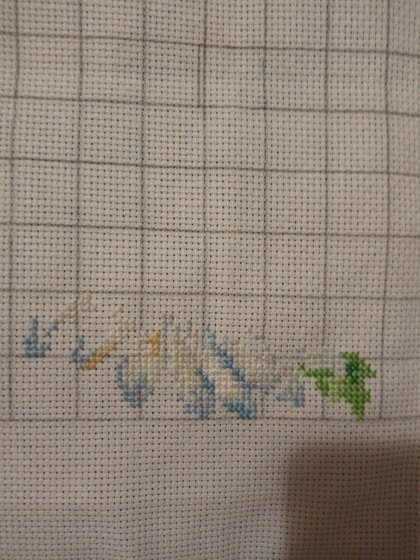 Этап процесса «Бабочка и ромашки»