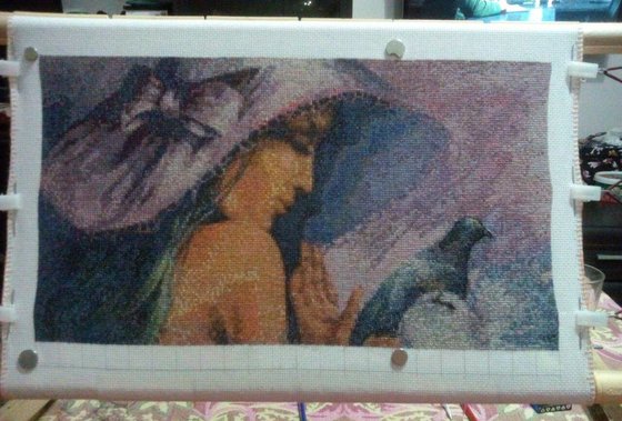 Этап процесса «Дама с голубями»