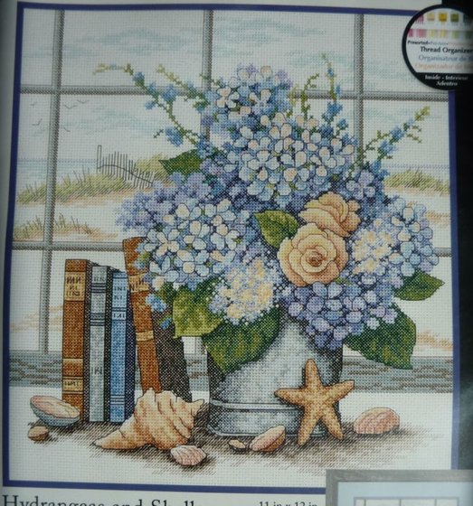 Этап процесса «Гортензии и ракушки»