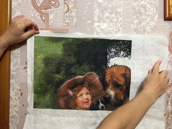 Этап процесса «Девочка с собакой»