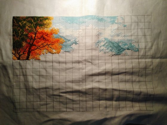 Этап процесса «Осенний пейзаж»