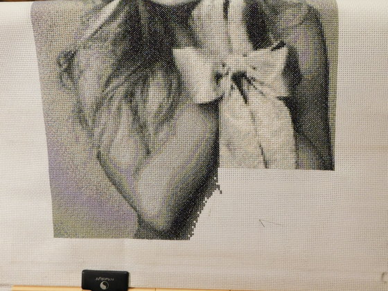 Этап процесса «Девушка с бантом»