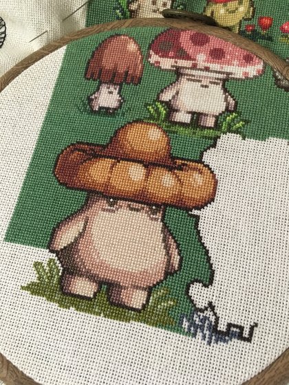 Этап процесса «Картина с грибочками»